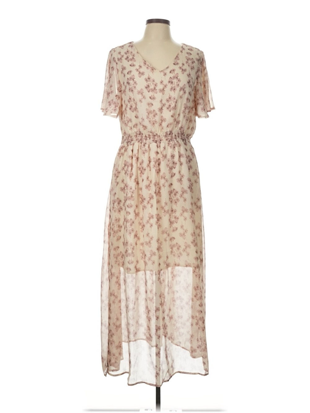 Hayden Large Cream Maxi Dress with Pink Floral Print